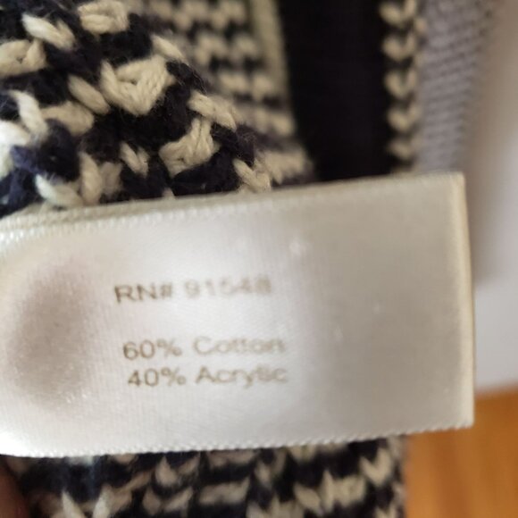 Boston Proper Womens Navy White Cardigan Sweater Size S 60 Cotton 40 Acrylic EUC - Picture 5 of 10